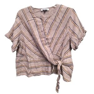 BECASA Shirt Womens One Size Fits All Pullover 100% Linen Made In Italy